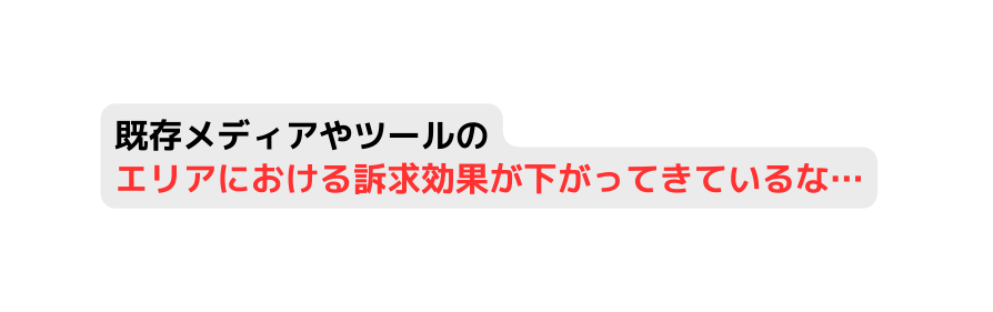 既存メディアやツールの エリアにおける訴求効果が下がってきているな